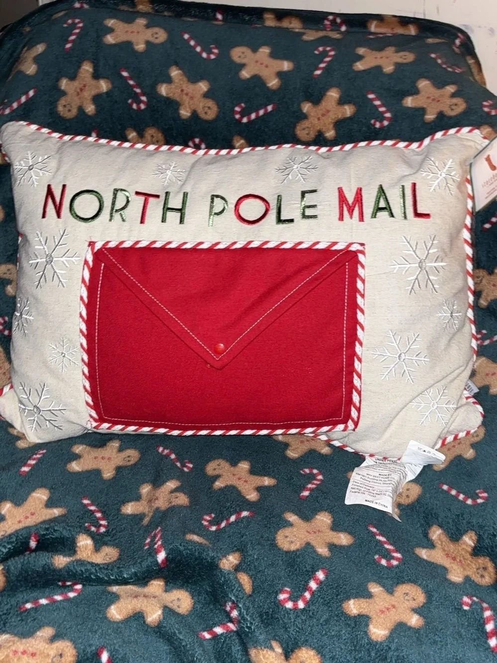 North Pole Mail Holiday Throw Pillow - “LARGE”